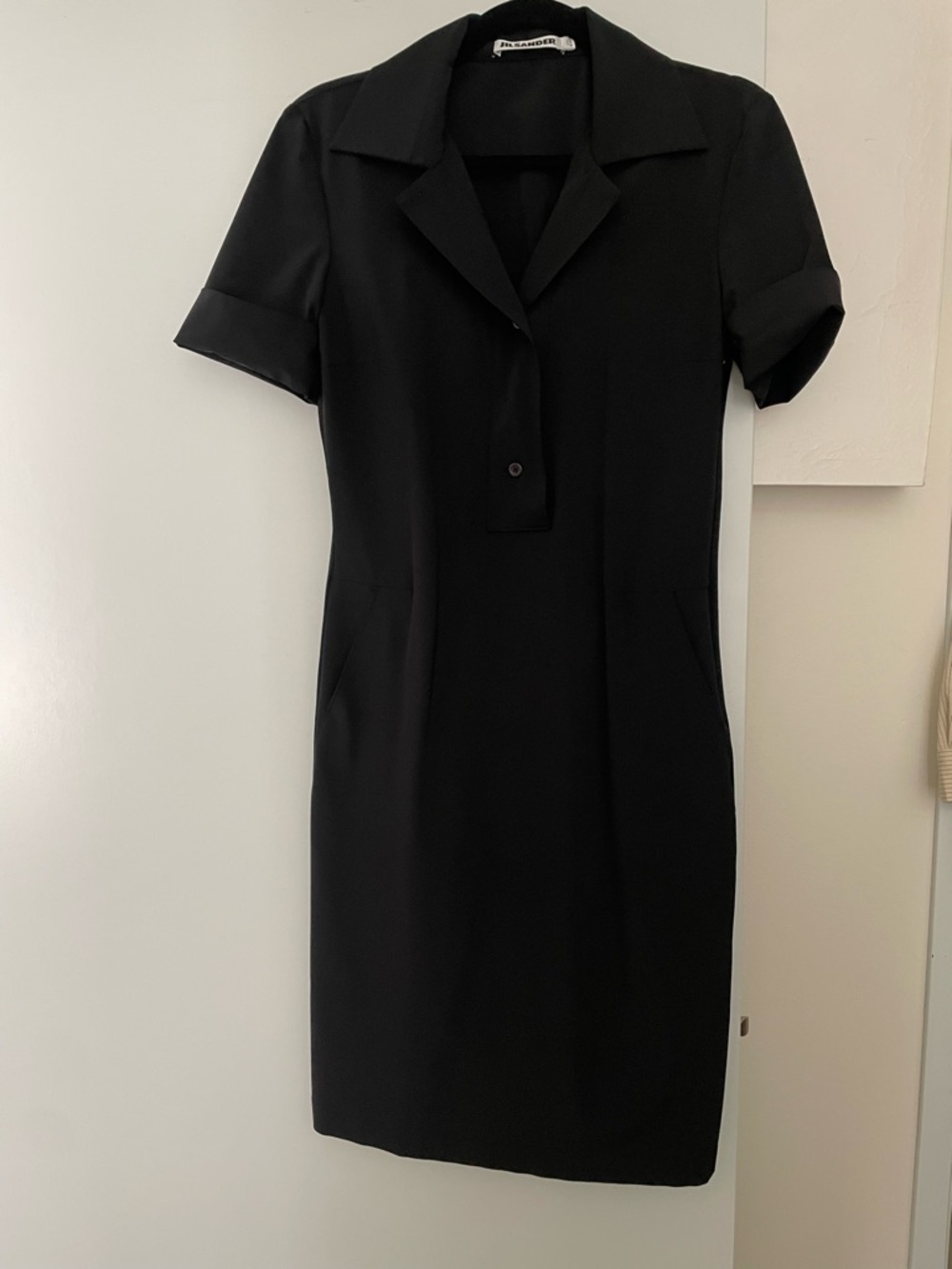 Jil Sander Black Short-Sleeve Collared Dress